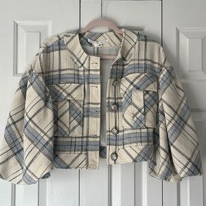 Veronica Beard Cropped Jacket Off-white/light blue size 2 NWT